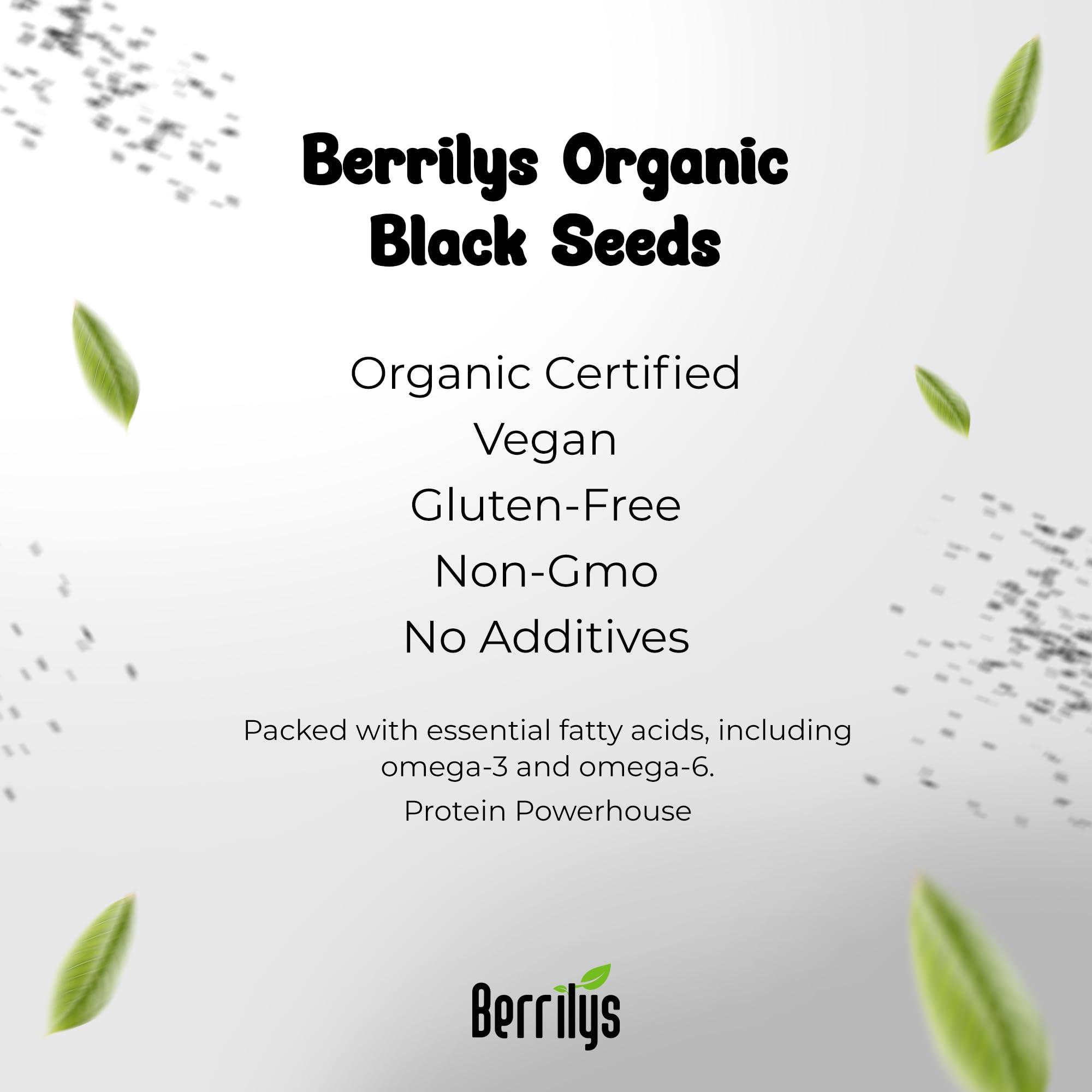 Berrilys Berrilys Black Cumin Seeds USDA Certified Organic Nigella Sativa Kalonji for Baking, Seasoning, and Cooking Dishes Nutrient-Packed Spice, Versatile Herb for Recipes and Meal Preparation 16oz