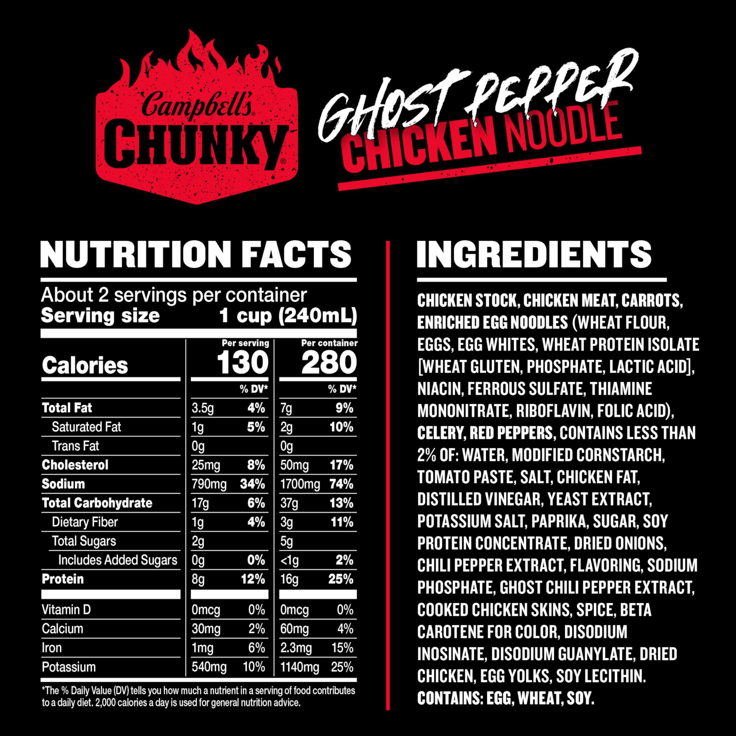 Campbell\'s Campbells Chunky Soup, Ghost Pepper Chicken Noodle Soup, 18.6 oz Can (Pack of 2)