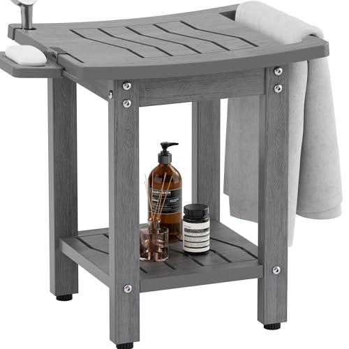 YEFU Elderly Shower Chair for Inside Shower: Shower Stool Waterproof Plastic Grey Small for Shaving Legs Bathtub Small Spaces - Shower Bench Seat for Adults Seniors Disabled