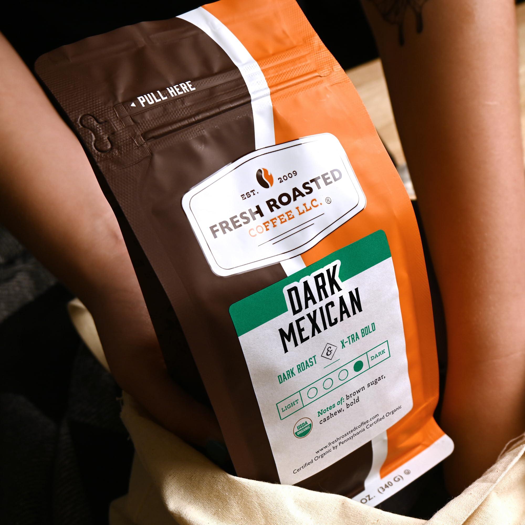 Fresh Roasted Coffee Fresh Roasted Coffee, Organic Dark Mexican, Dark Roast, Mold & Mycotoxin Tested, Kosher, 12 oz, Ground