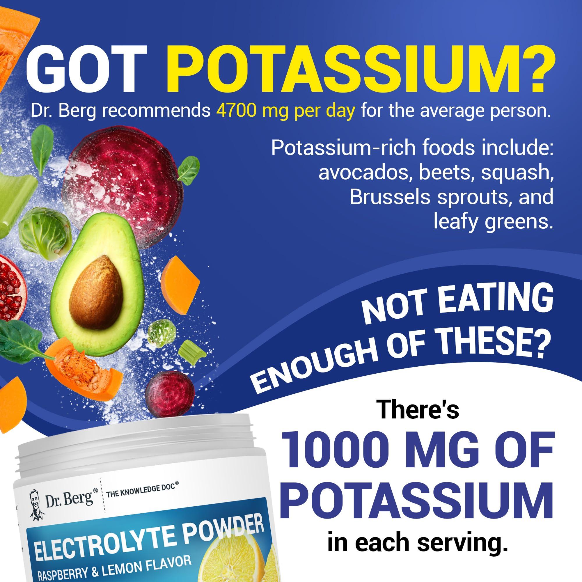 Dr. Berg Nutritionals Dr. Berg Zero Sugar Hydration Keto Electrolyte Powder - Enhanced w/ 1,000mg of Potassium & Real Pink Himalayan Salt (NOT Table Salt) - Raspberry & Lemon Flavor Hydration Drink Supplement - 50 Servings