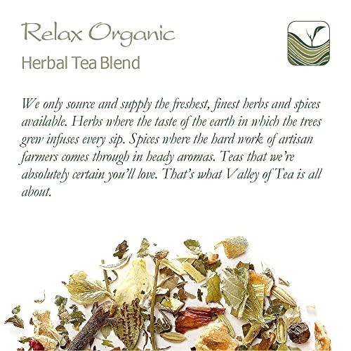 Valley of Tea Relaxing Organic Tea Chamomile Blend - Soothes Anxiety and Relieves Stress - Relaxing the Nerves - Calming Camomille Loose Leaf Blend - Camomille Teas Camameal Tea Camimile Camomile Herb 100g