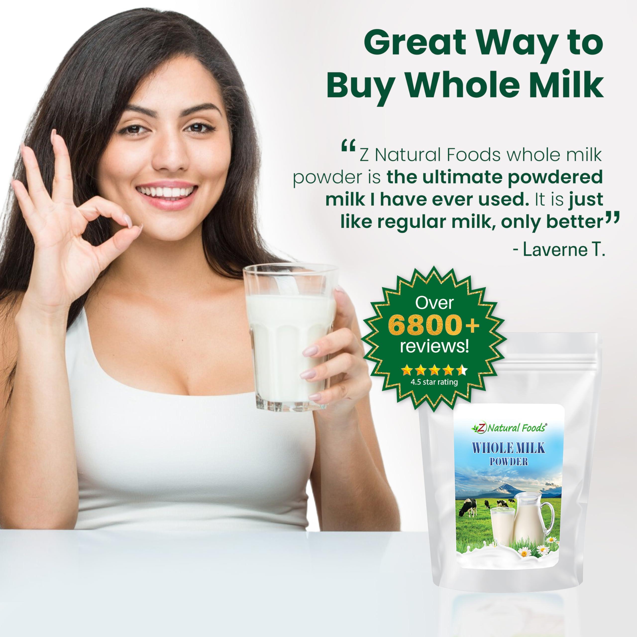 Z Natural Foods Z Natural Foods Premium Whole Milk Powder - Powdered Milk for Baking, Cooking, Drinks - Dry Milk Powder, Pasteurized, Non-GMO, Gluten-Free, Kosher-Certified, 55 lbs