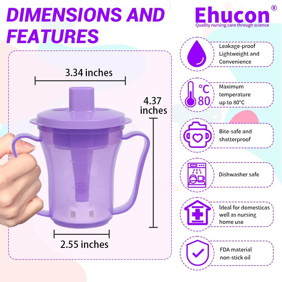 Ehucon Ehucon Dysphagia Regulating Drinking Cup for Elderly-Having Difficulty Swallowing,Dispenses 5 cc or 10 cc of Liquid Helps to Prevent Choking,Liquids Only (Overall purple)