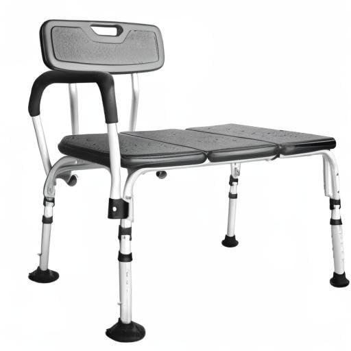 PEPE Mobility Pepe - Tub Transfer Bench, Non Slip, Shower for Elderly, Sturdy Bathtub Bench (Black, 30.3x20)