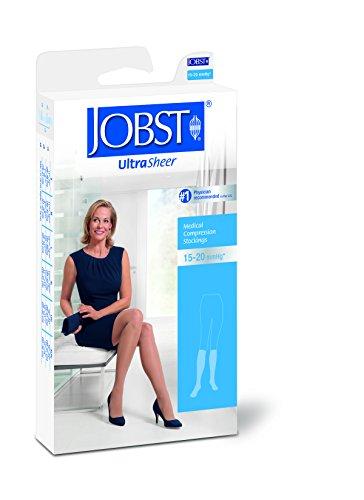 JOBST JOBST UltraSheer Diamond Pattern 15-20 mmHg Knee High Compression Stockings, Closed Toe, Medium, Classic Black