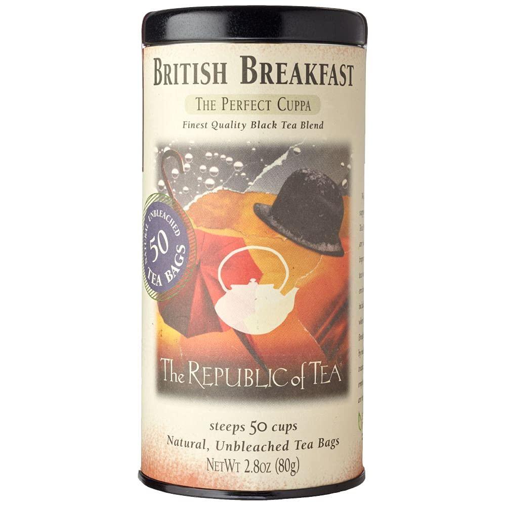 The Republic of Tea The Republic of Tea British Breakfast Tea 2.8 oz Tin, 50 Tea Bags, Gourmet Black Tea | Caffeinated