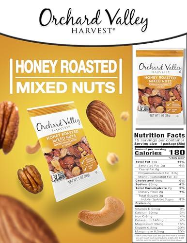 Orchard Valley Harvest Orchard Valley Harvest Honey Roasted Mixed Nuts, 1 Ounce Bags (Pack of 15), Almonds, Peanuts, Pecans, and Cashews, Gluten Free, Non-GMO, No Artificial Ingredients