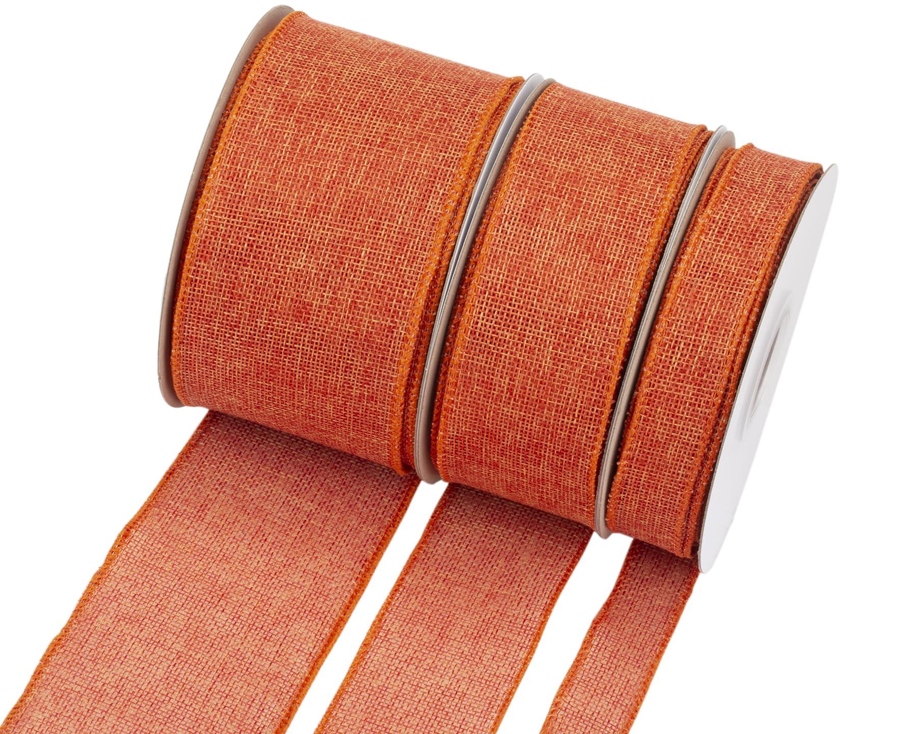 Ribbonitlux Ribbonitlux Honey Peach Burlap Wired Ribbon, 1 inch x 20 Yards, Wired Edge Burlap Ribbon for Gift Wrapping, Big Bow, Wreath, and Christmas Tree Decoration