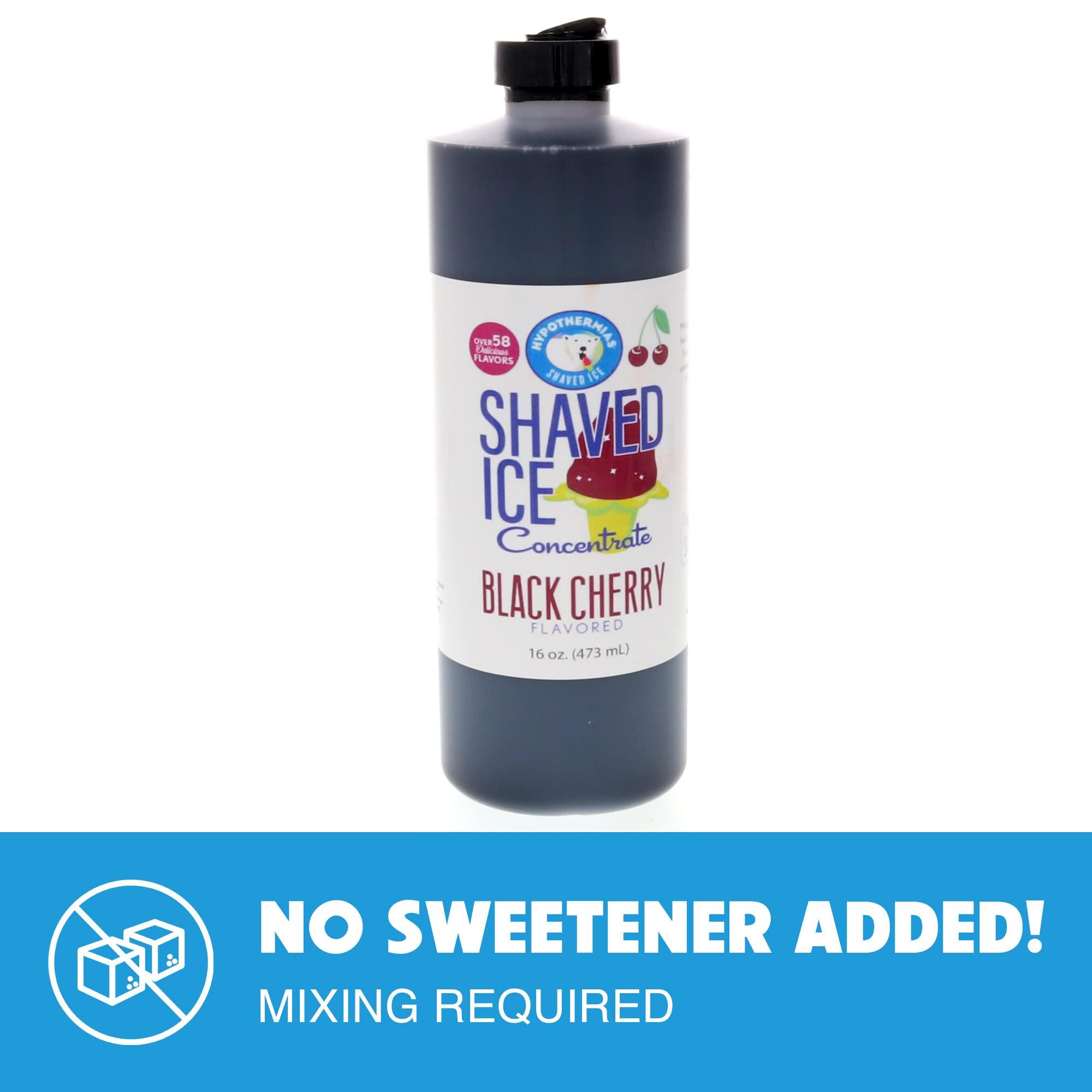 Hypothermias Hypothermias Black Cherry Hawaiian Snow Cone Unsweetened Flavor Concentrate, 16 Fl Oz Size (must add sugar and water)