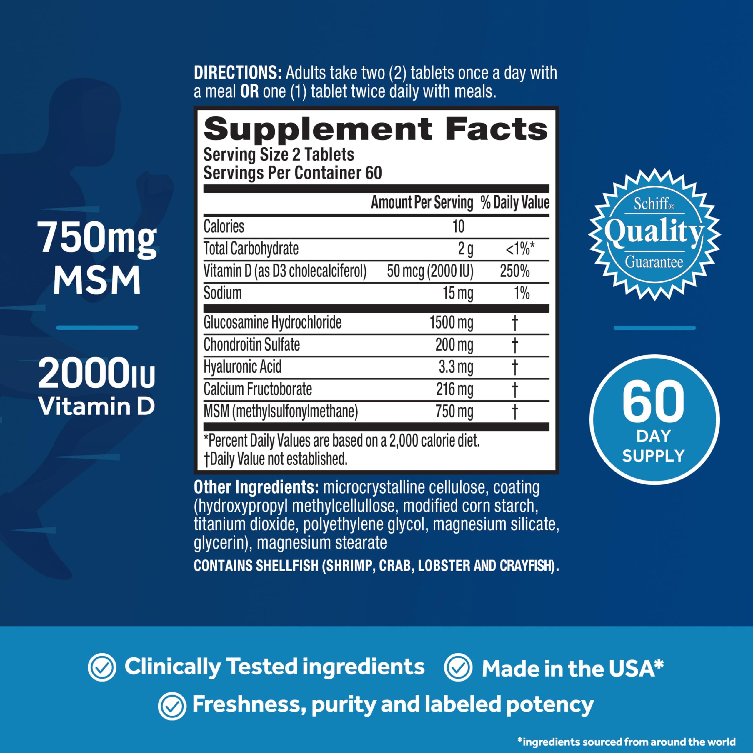 Move Free Move Free Advanced Glucosamine Chondroitin MSM + Vitamin D3 Joint Support Supplement, Supports Mobility Comfort Strength Flexibility & Bone + Immune Health - 120 Tablets (60 servings)*