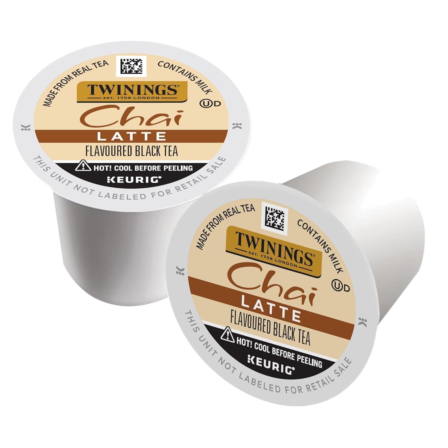 Twinings Twinings Chai Latte Black Tea Single Serve K-Cup Pods, 22 Count (Pack of 3) Creamy, Slightly Sweet, Less Sugar, Caffeinated, Enjoy Hot or Iced