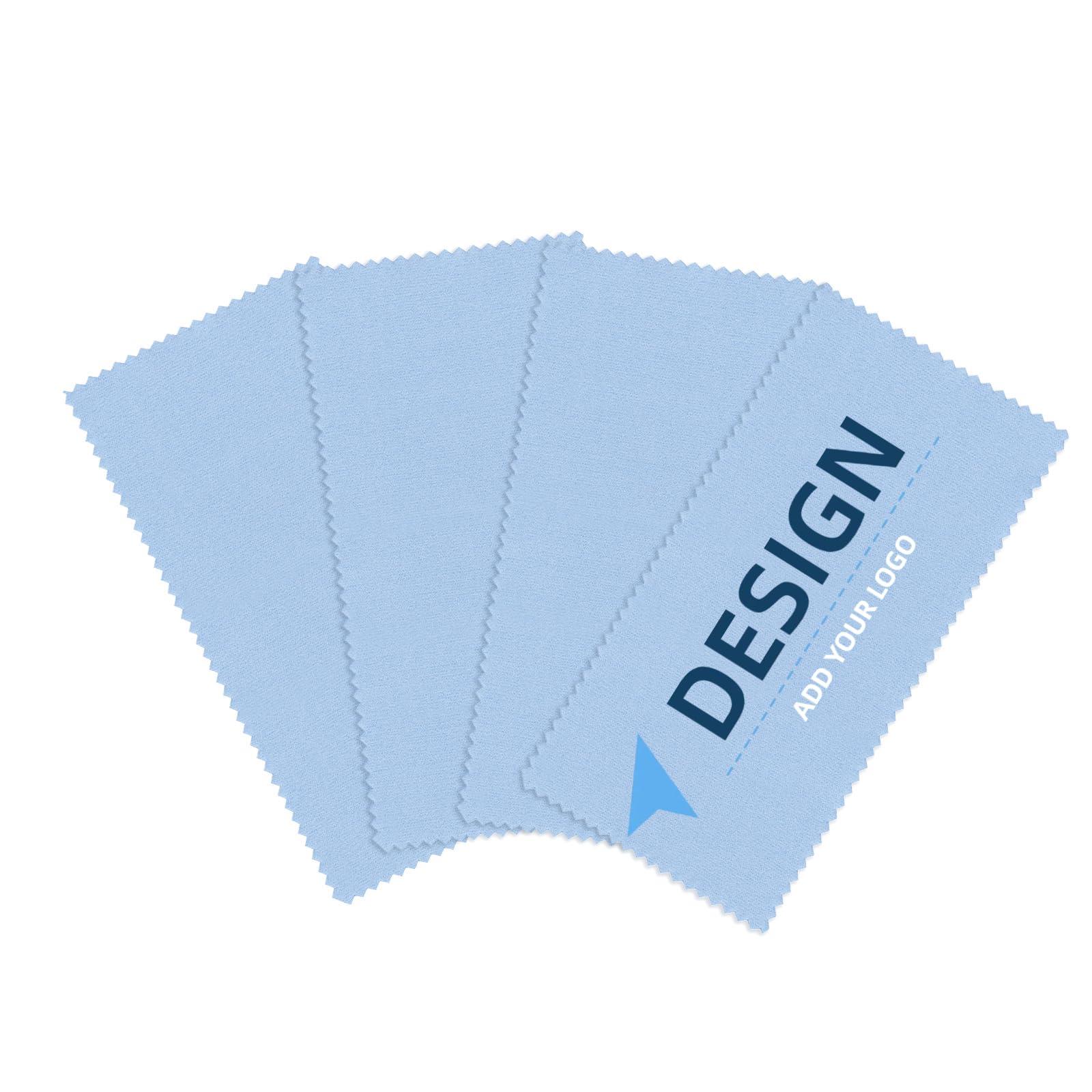 Muka Muka 500 Pcs Custom Polishing Cloths 1.5\" x 3.2\", Blue Jewelry Cleaning Cloths for Silver, Gold, Platinum, Mini Size