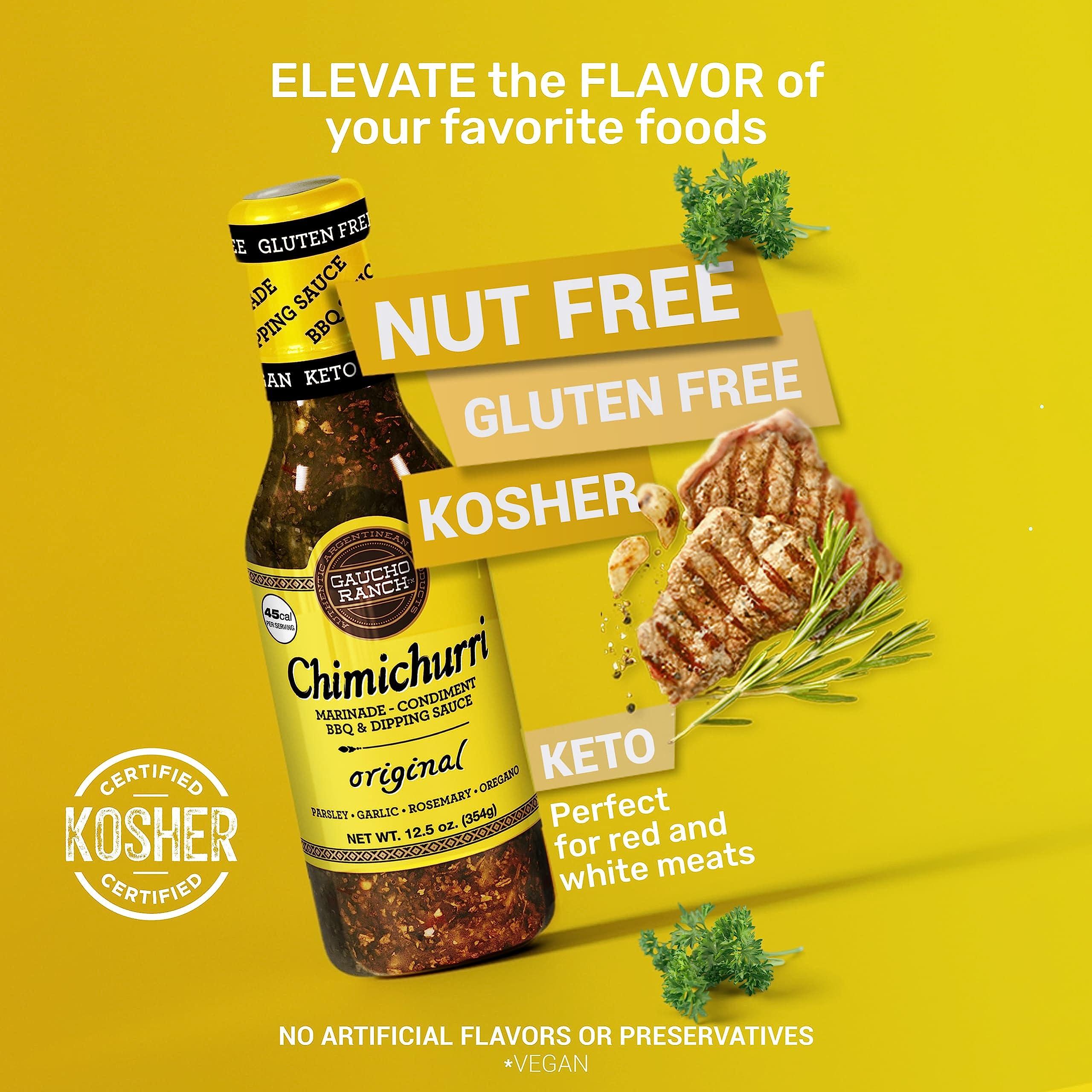 Gaucho Ranch Gaucho Ranch Chimichurri Sauce Original Flavor | Chimichurri Seasoning Mix of Parsley, Garlic and Rosemary with Hints of Oregano | Adobo Sauce Gluten Free, Keto, Vegan | Ideal for Meat - 12.5oz