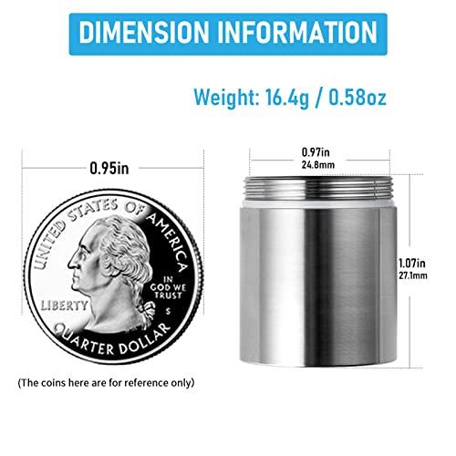 TISUR TISUR Pill Case Extension Compartments, Metal Titanium Pill Holder Pocket Small Pill Box Keychain Extra Extension,Pill Bottle Medicine Organizer Pill Container (1 Extension Compartment Without Cap)