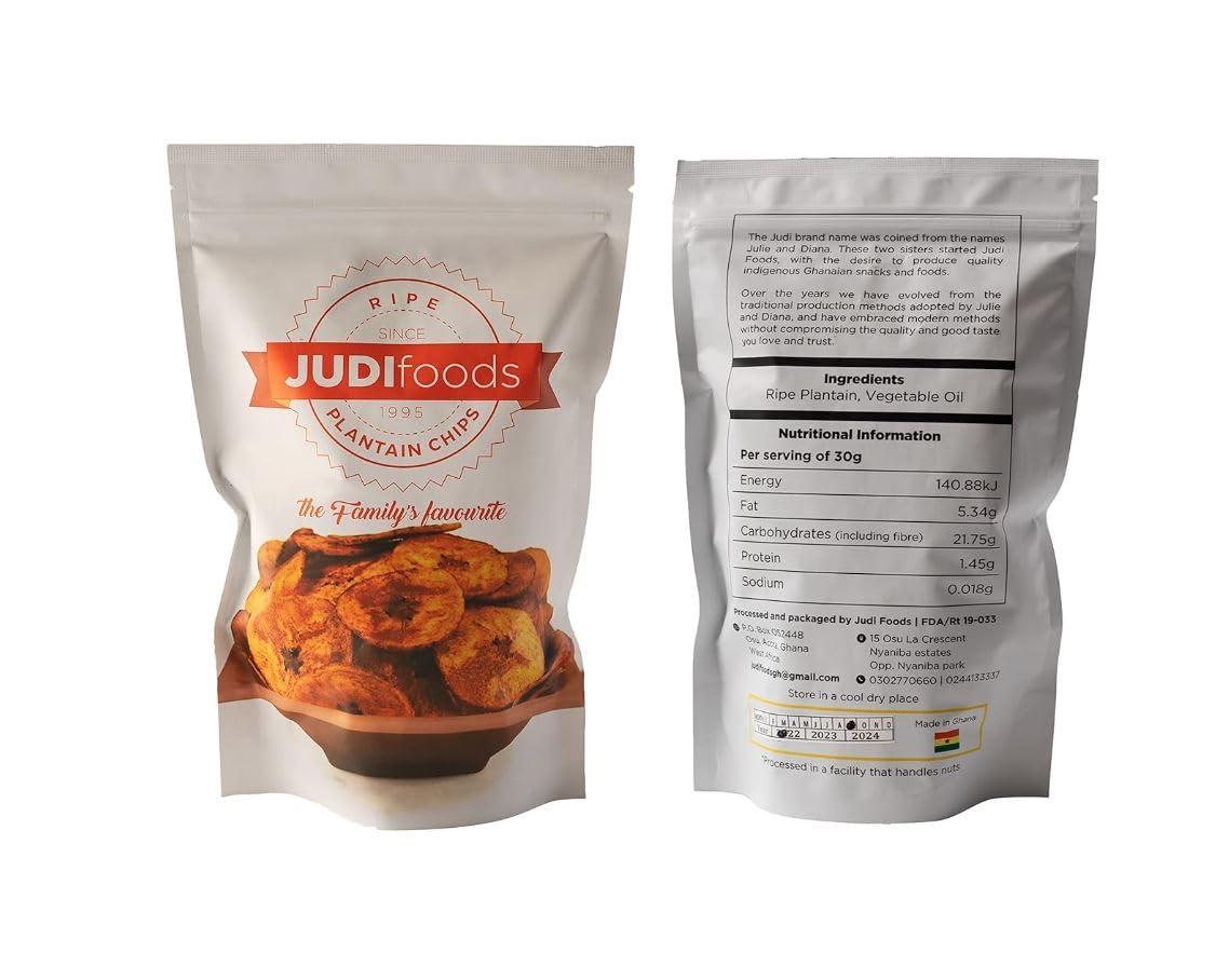 Judi Foods Judi Foods Plantain Chips- Ripe, Sweet Plantain Chips, Organic Chips, Crispy Exotic Chips, 3.5 Ounce (Pack of 5)
