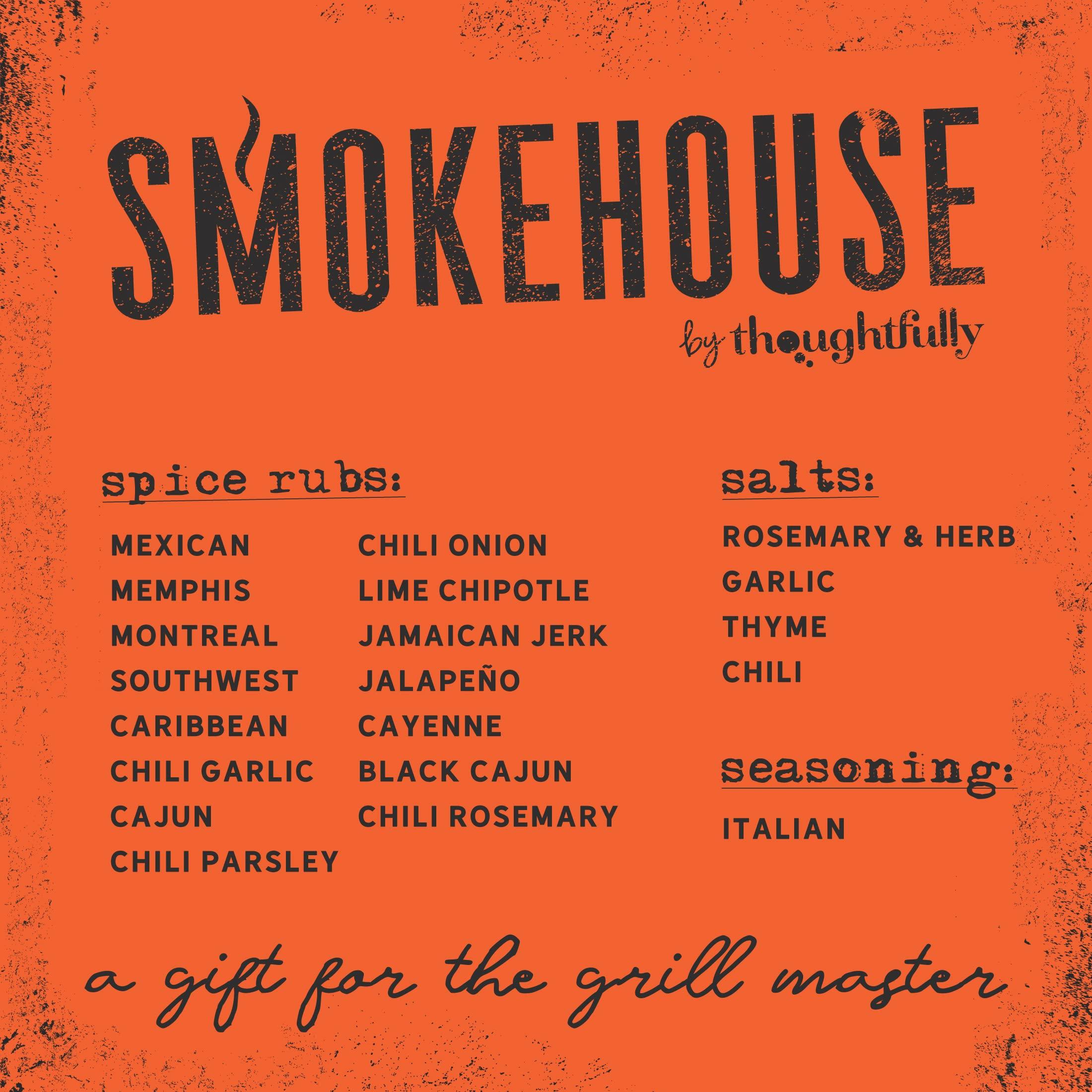 Thoughtfully Smokehouse by Thoughtfully Ultimate Grilling Spice Set, Grill Seasoning Gift Set Flavors Include Chili Garlic, Rosemary and Herb, Lime Chipotle, Cajun Seasoning and More, Pack of 20
