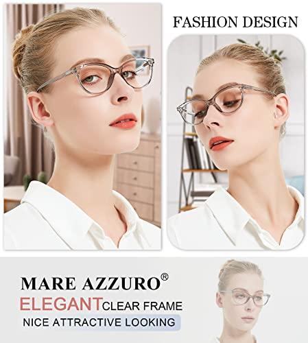 MARE AZZURO MARE AZZURO Reading Glasses for Women Glossy Readers 5.0 Stylish Reader Round Eyeglasses +5.00 with Spring Hinge