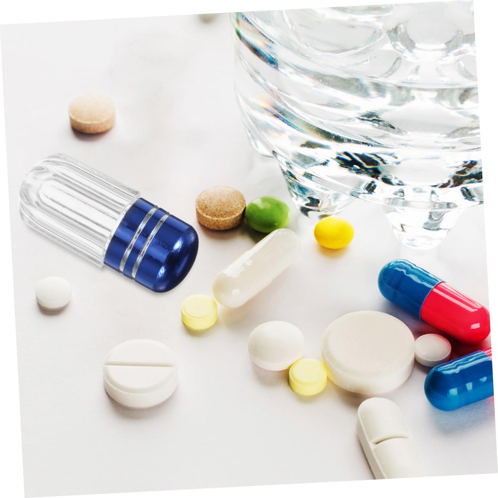 HEALLILY HEALLILY 20pcs Travel Medicine Bottle Vial Container Pill Container Bottles Pill Bottles Empty with Caps Small Pill Bottle Pill Storage Containers Refillable Bottle Plastic Mini Bottled, Blue