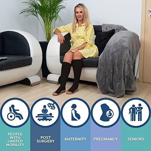 Theramagic TheraMagic Zipper Compression Socks for Men & Women, 20-30mmHg Closed Toe Graduated Zippered Compression Stocking