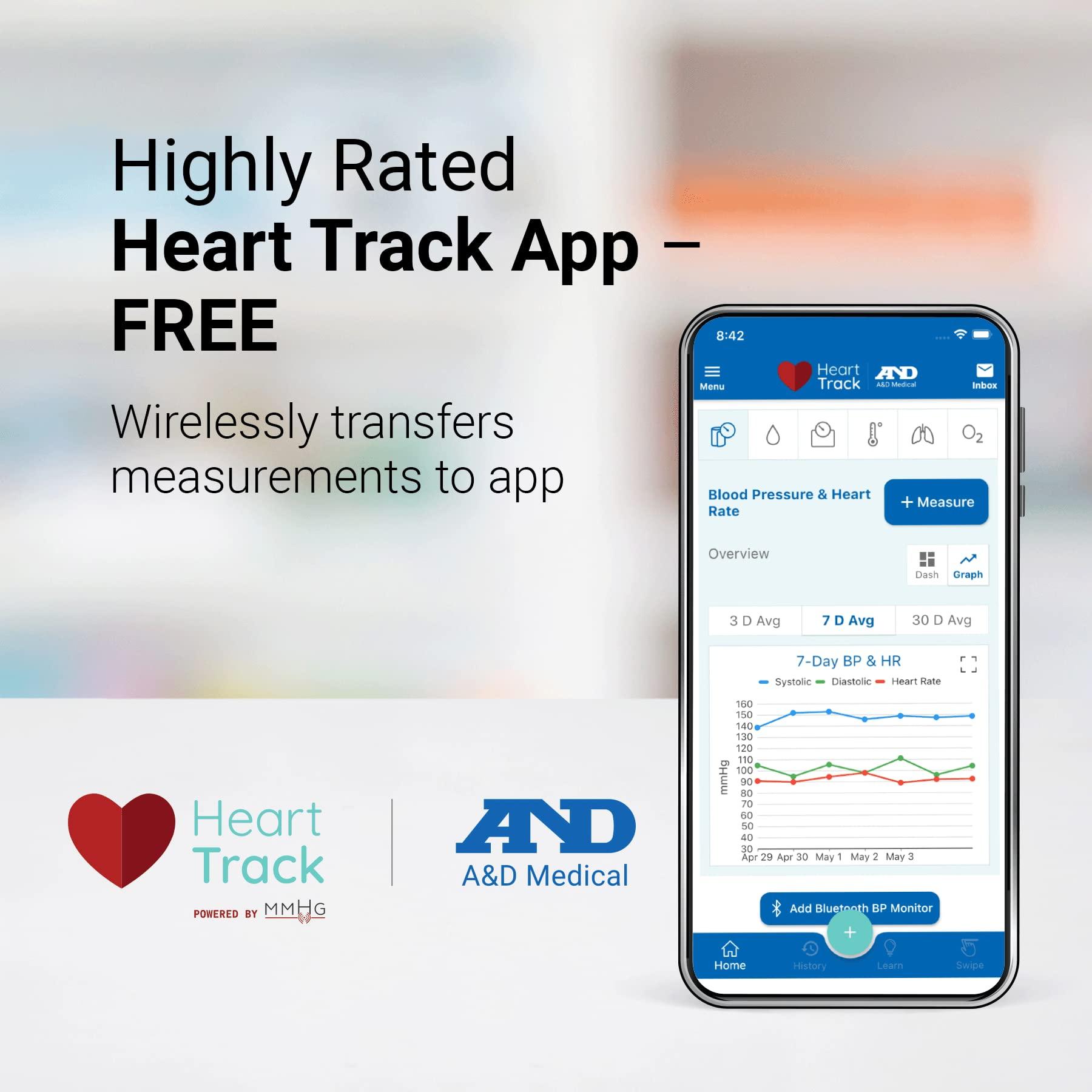 A&D Medical A&D Medical UltraConnect Upper Arm All-in-One Blood Pressure Monitor with Bluetooth, Blood Pressure Cuff (22 - 42 cm Range), One Click Operation