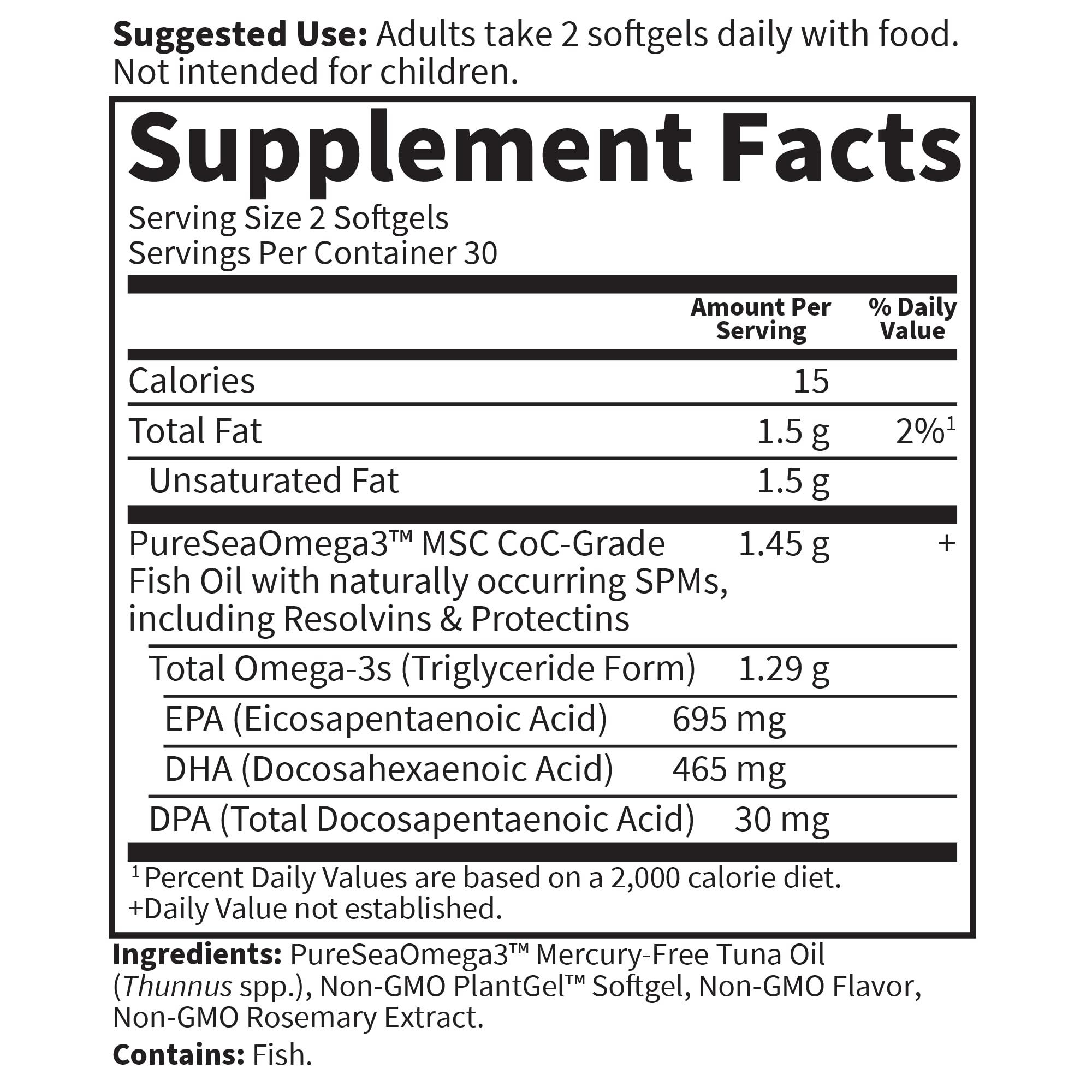 Garden of Life Garden of Life Dr. Formulated Advanced Omega Fish Oil - Lemon, 1,290mg EPA, DHA + DPA in Triglyceride Form, Single Source Omega 3 Supplement for Ultimate Brain & Heart Health, Non-GMO, 60 Softgels