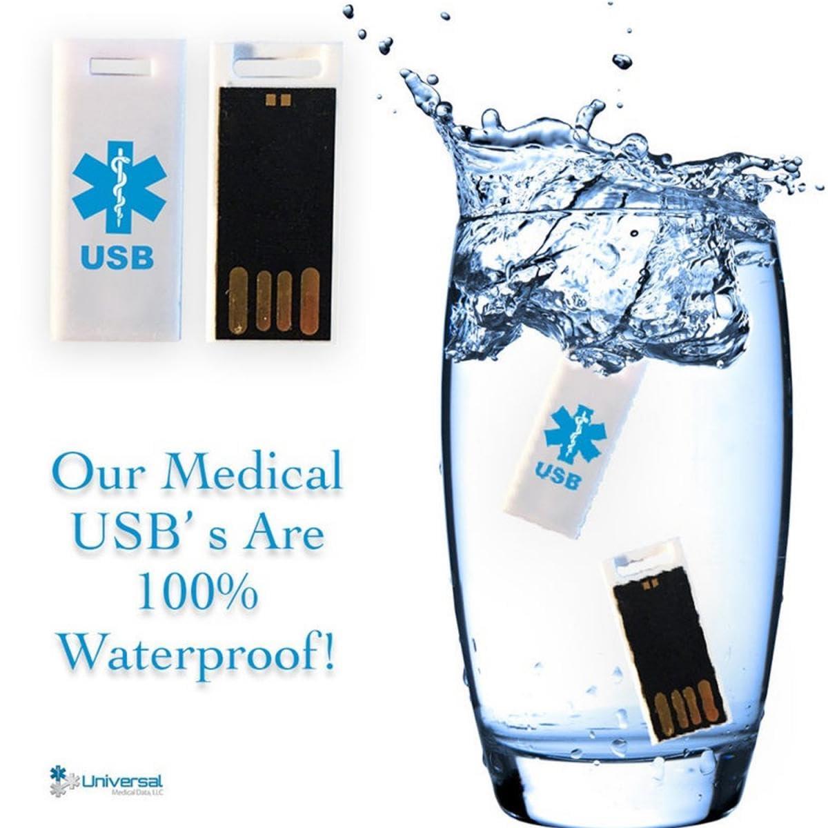 Universal Medical Data Elite II USB Medical Alert Bracelet Hypoallergenic Silicone Wristband w/ 2GB Waterproof Flash Drive, Engraved ID Plate, and Emergency Medical Card Access to Personal Health Record Portal, Gray