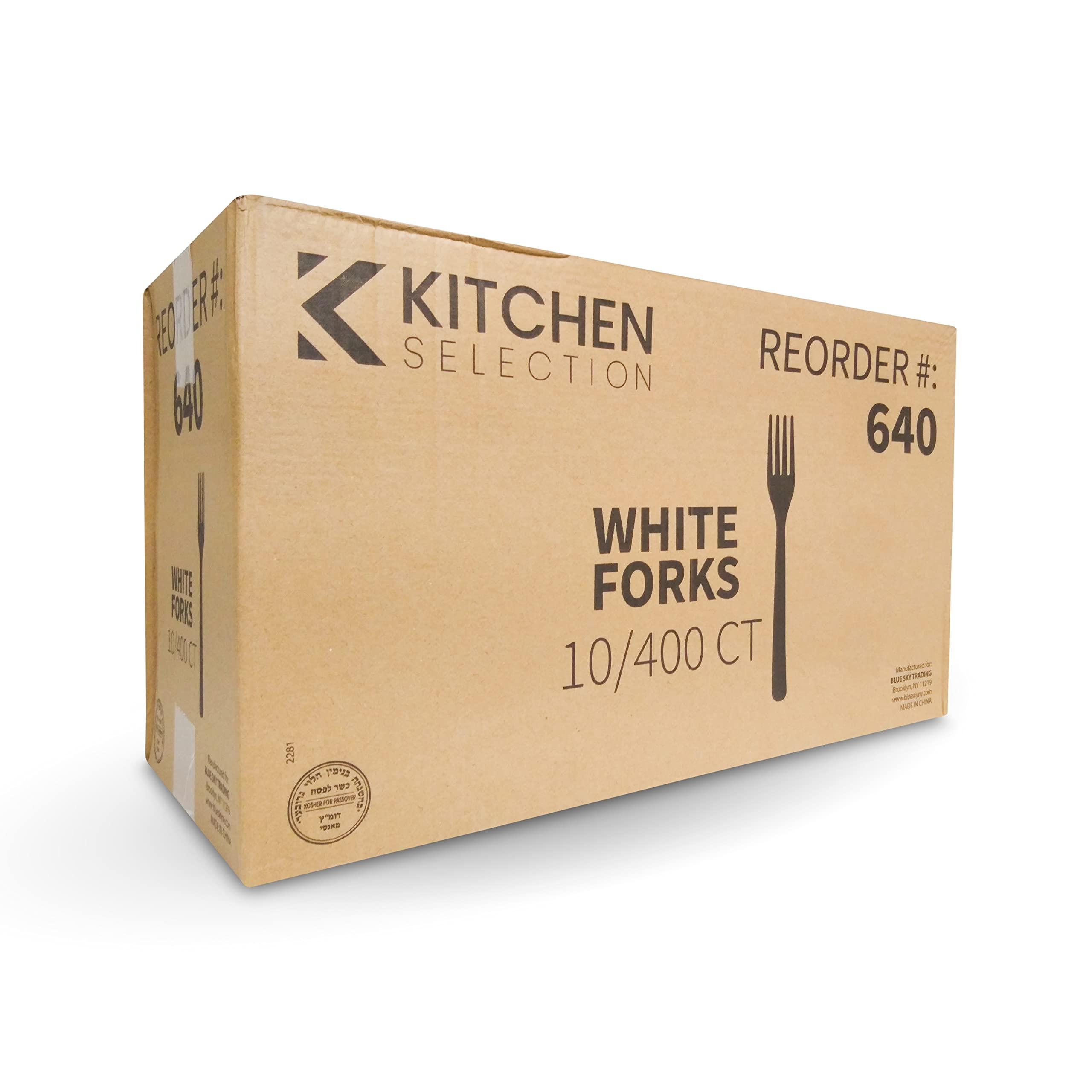 Kitchen Selection Disposable Plastic Forks 4000 Bulk Pack, Medium Weight Bulk Plastic Forks, Disposable Cutlery Silverware for Parties, Takeaway, Weddings, Catering, Food Stands, Picnics (10 boxes of 400 forks per box)