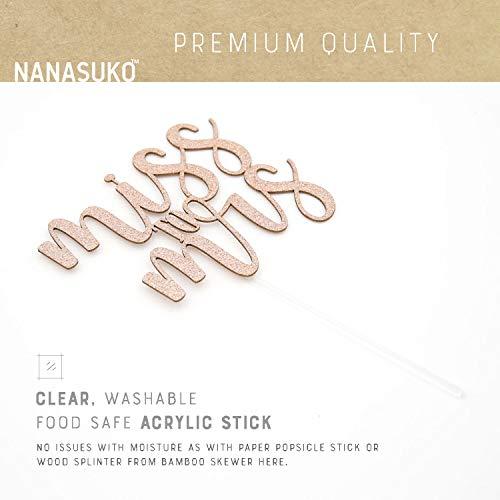 NANASUKO NANASUKO Bachelorette Party Cake Topper - Miss to Mrs - Double Sided Rose Gold Glitter - Premium quality Made in USA