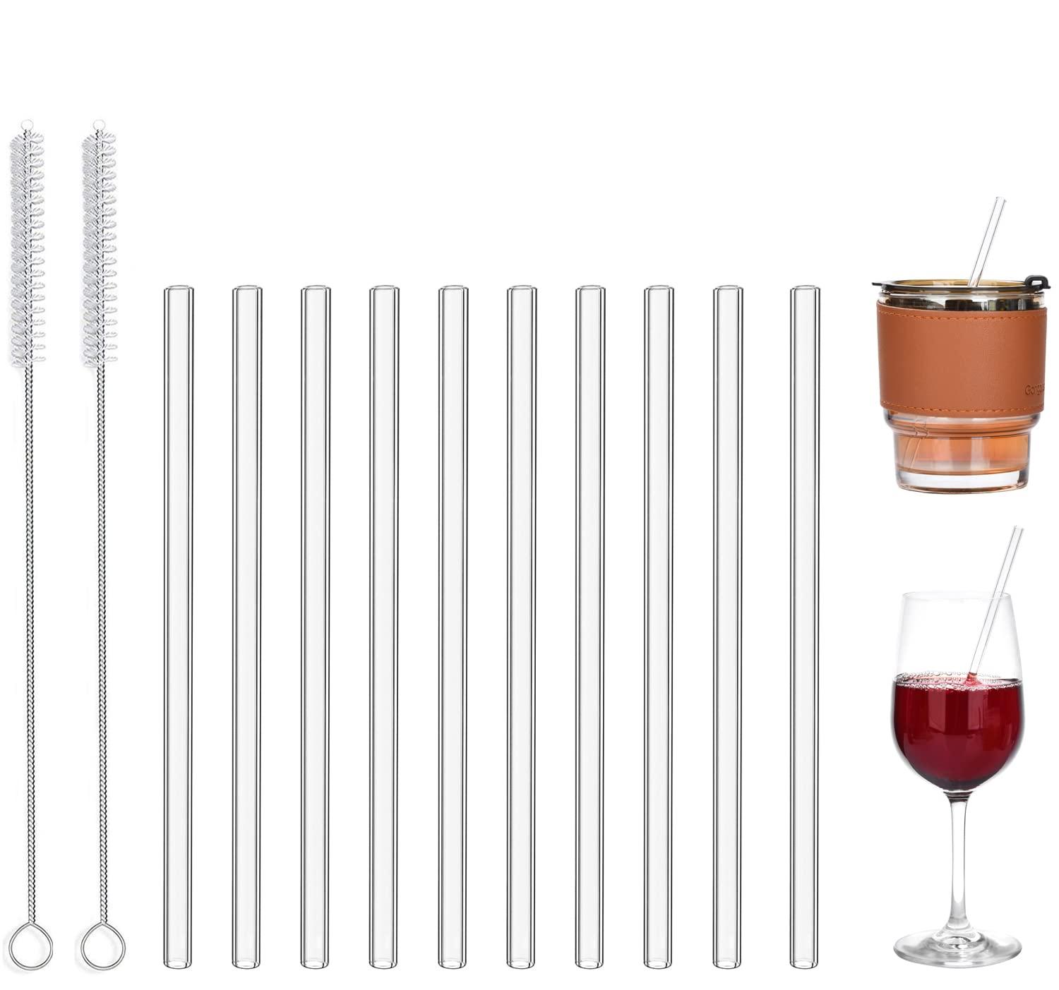 ALINK ALINK 2 Glass Boba Straws + 10 Short Glass Straws