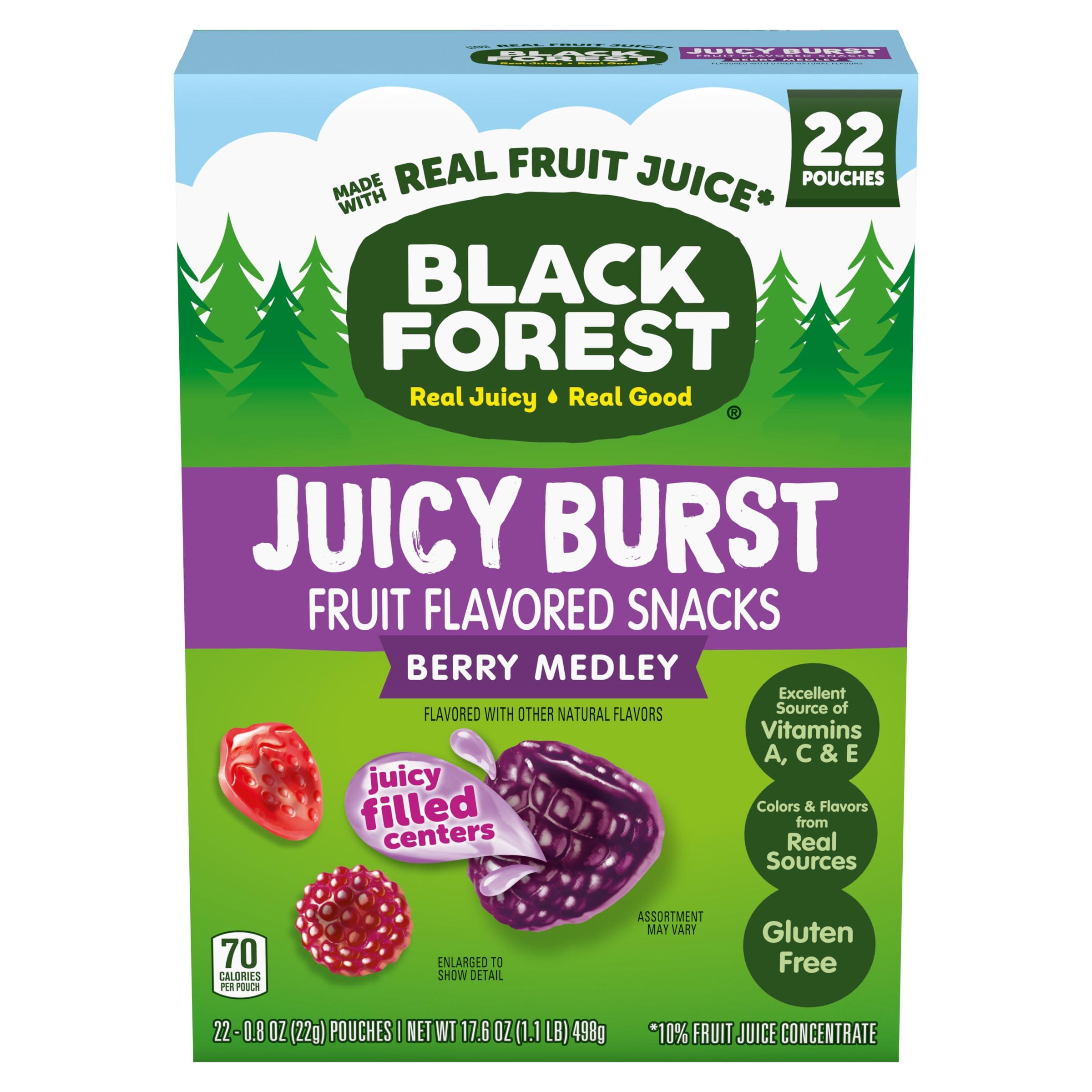 Black Forest Black Forest Juicy Burst Fruit Snacks, Berry Medley, 0.8 Ounce Pouches (22 Count)