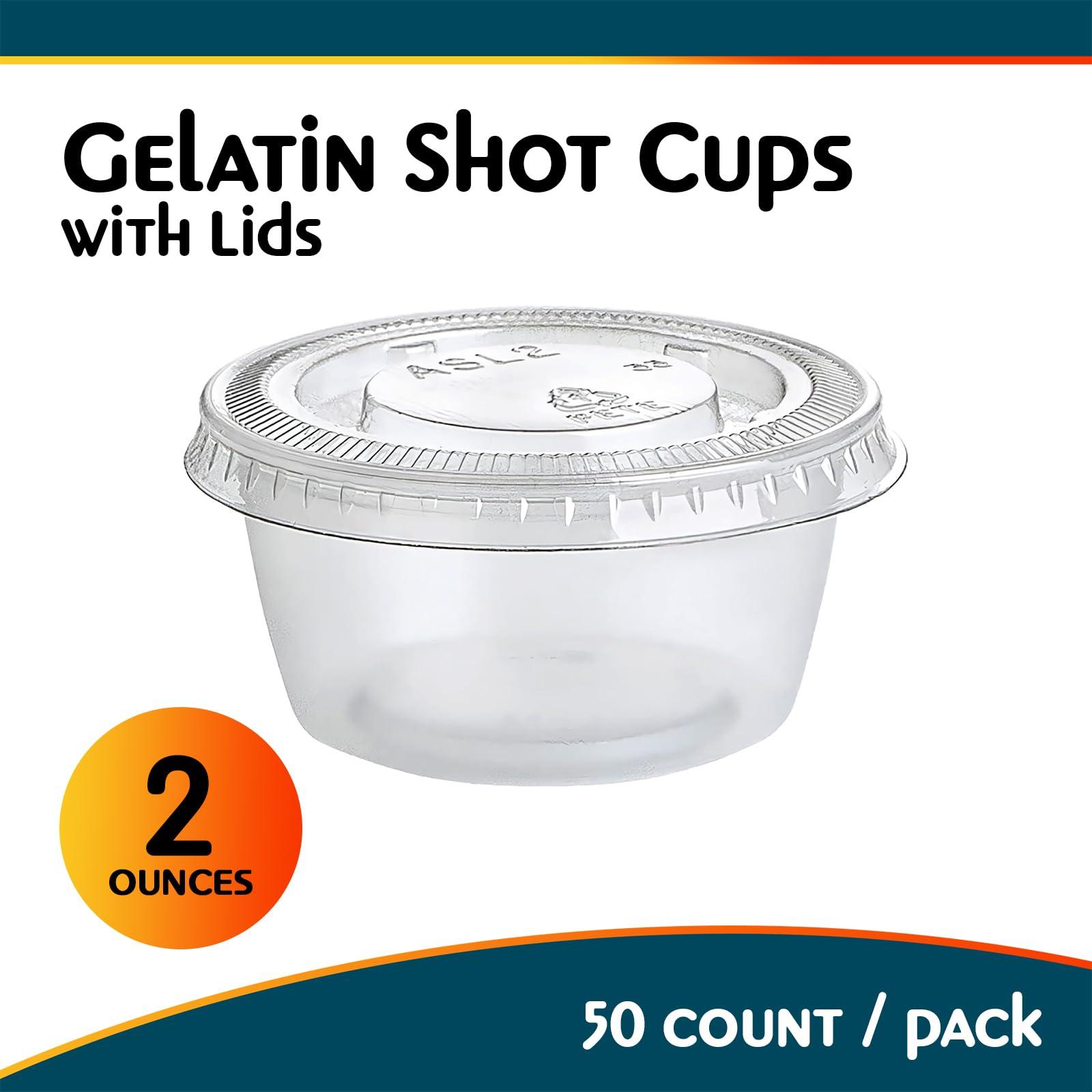 Unique Gelatin Shot Cups with Lids - 2 oz (Pack of 50) - Perfect for Jello Shots, Desserts & Samples - Durable & Leakproof