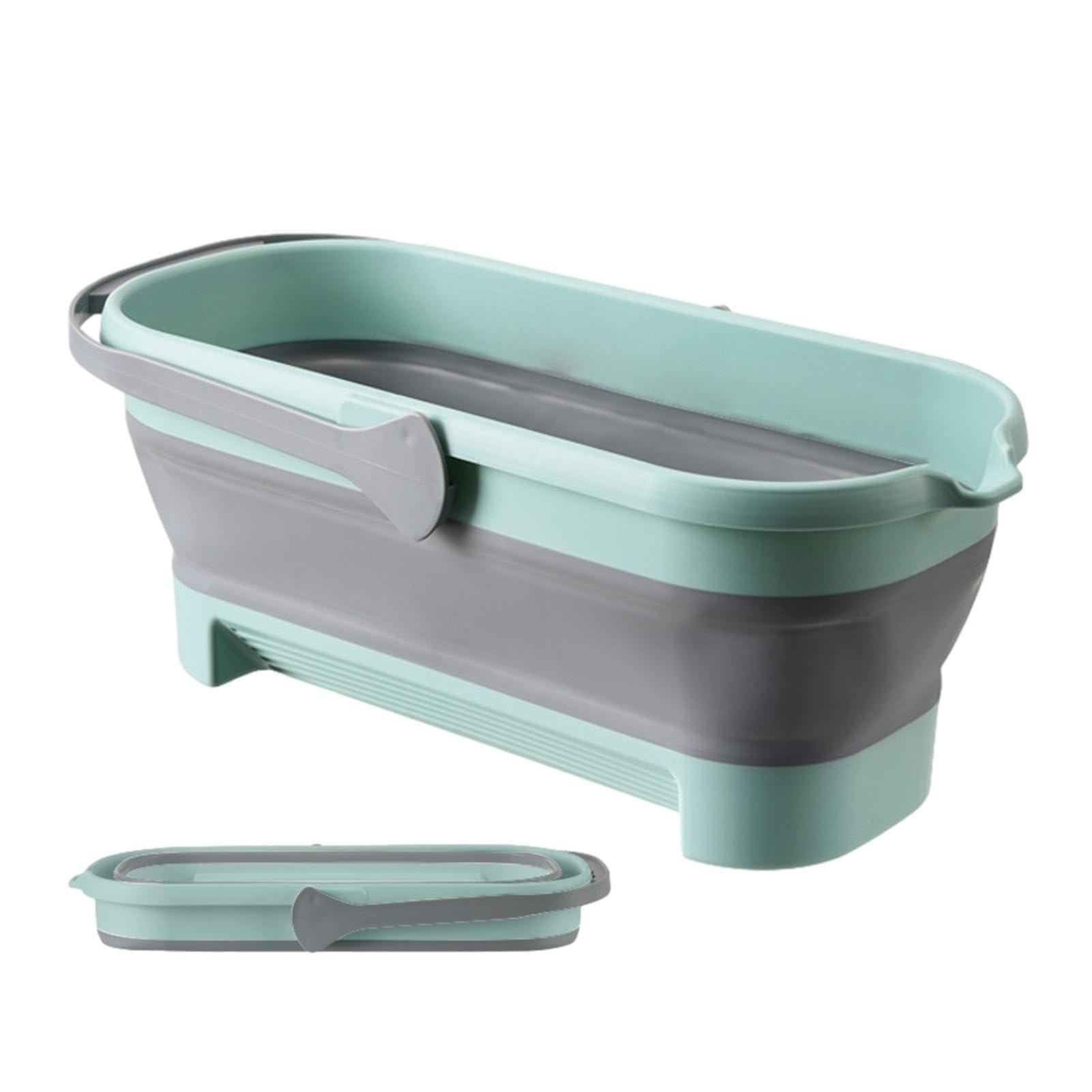 Naysku Large Collapsible Bucket - Collapsible Rectangular Handy Basket/Bucket, Portable Rectangular Folding Bucket with Sturdy Handle, Multiuse Water Bucket for Cleaning Mop, for Camping, Beach Trips