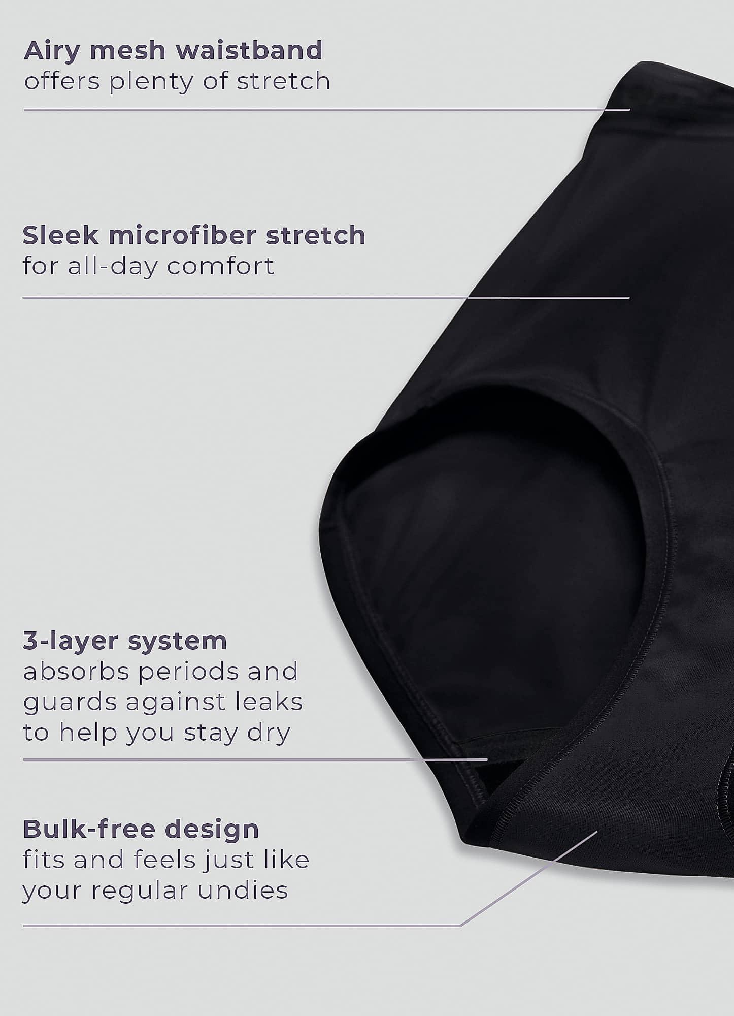 Jockey Jockey Women\'s Underwear Worry Free Microfiber Moderate Absorbency Brief, Black, S