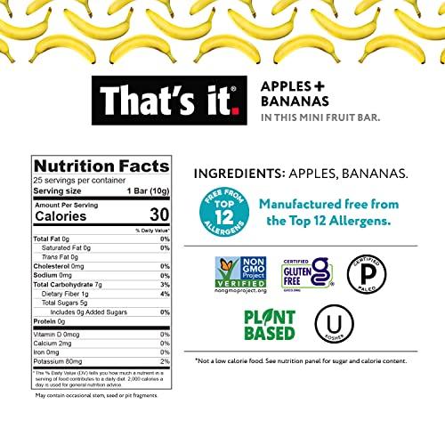 That's it. That’s It. Fun Size Fruit Bars Variety Pack(50 Pieces, 10g Each) With Apples + Bananas, Apples + Cranberries, Non-GMO, Paleo and Kosher Friendly, Gluten Free Breakfast Snacks