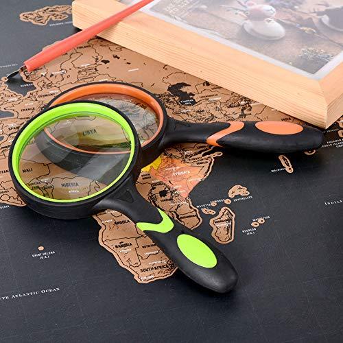 Ocim Ocim 2 Pack 75mm 10X Magnifying Glass, Kids Magnifying Glass,Magnifier with Non-Slip Rubber Handle for Seniors Reading and Kids Nature Exploration