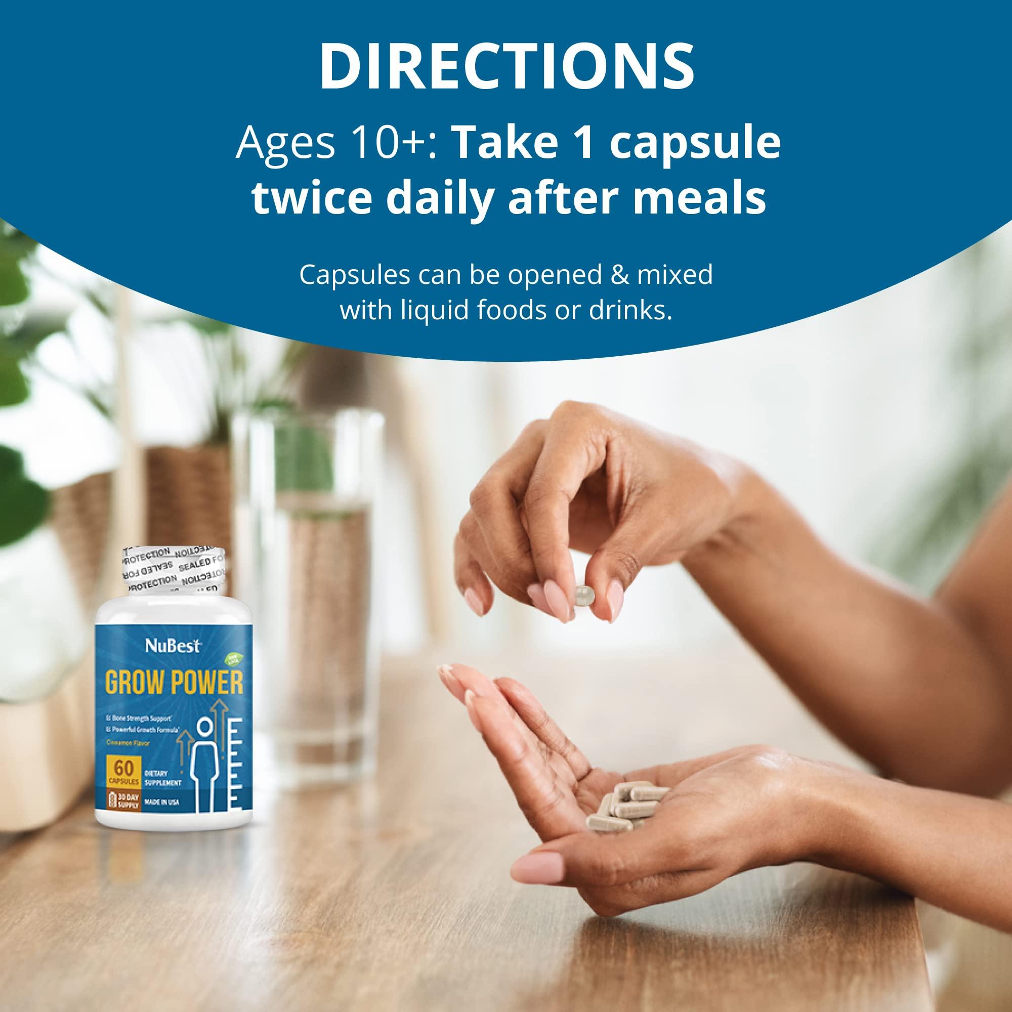 NuBest Grow Power Height Growth - Powerful Height Growth Formula for Children (10+) & Teens - Supports Healthy Height Growth, Overall Health with Calcium, Vitamin D3, Phosphorus, Magnesium & More - 6 Pack