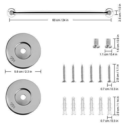 supregear supregear Bathroom Grab Bar, 24 inch 304 Stainless Steel Bathroom Safety Grab Bars Balance Grab Bar in Chrome for Bathtub Shower Toilet Kitchen Bedroom, Concealed Screw Wall Mounted