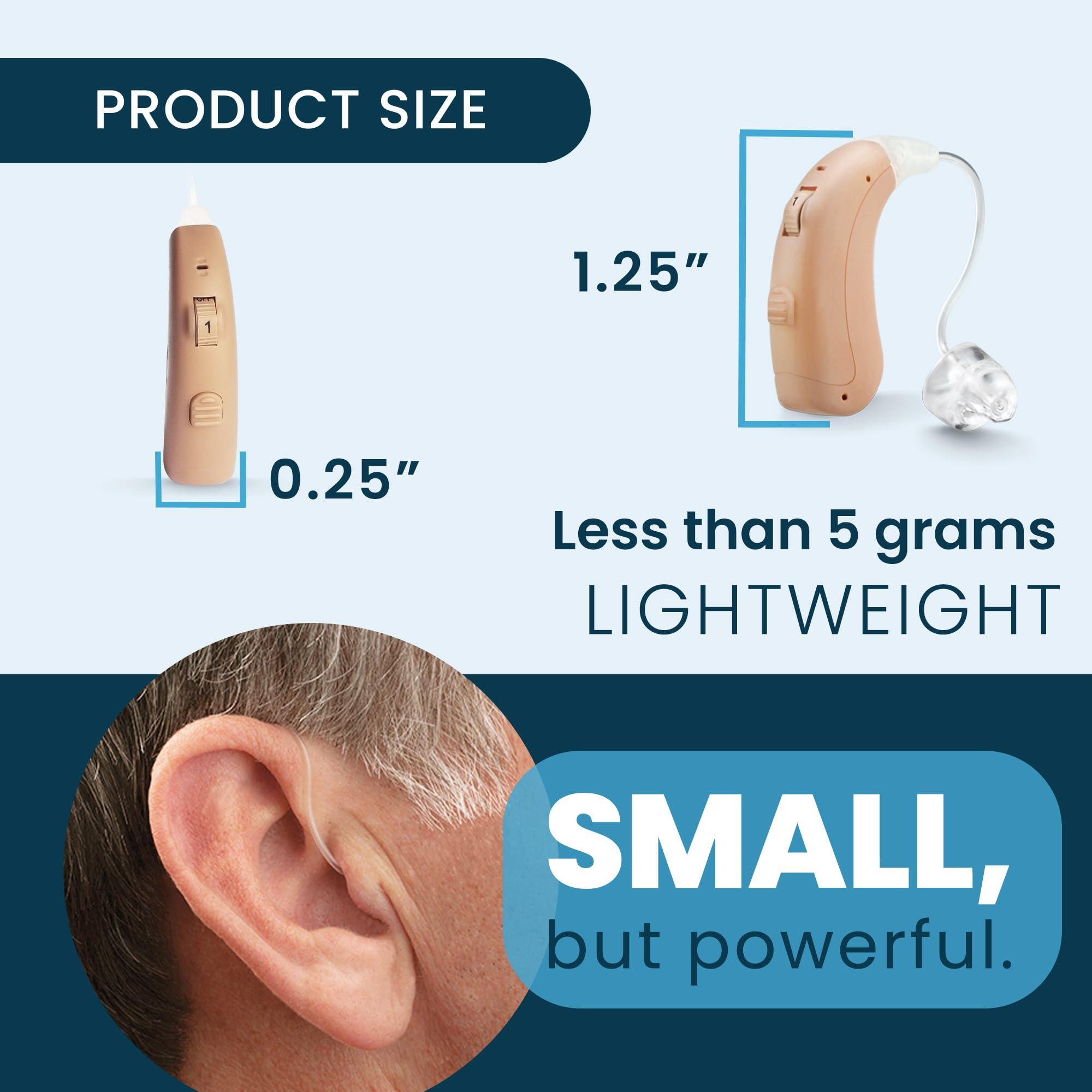 MDHearing MDHearing VOLT OTC Hearing Aids for Seniors, Doctor-Designed Rechargeable, 2 Directional Microphones, 4 Audio Settings, Fits with Glasses, Deluxe Charger Included 