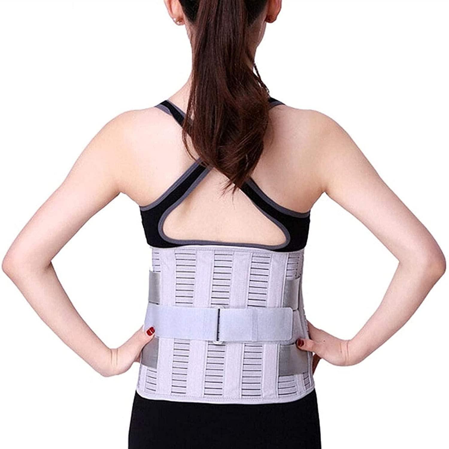 SJHY Lumbar Support Belt Back Brace Lumbar Support Belt,Physical Therapy Posture Corrector Arthritis Pain Relief Sciatica Scoliosis for Women and Men Back Braces (Color : Silver, Size : Large)