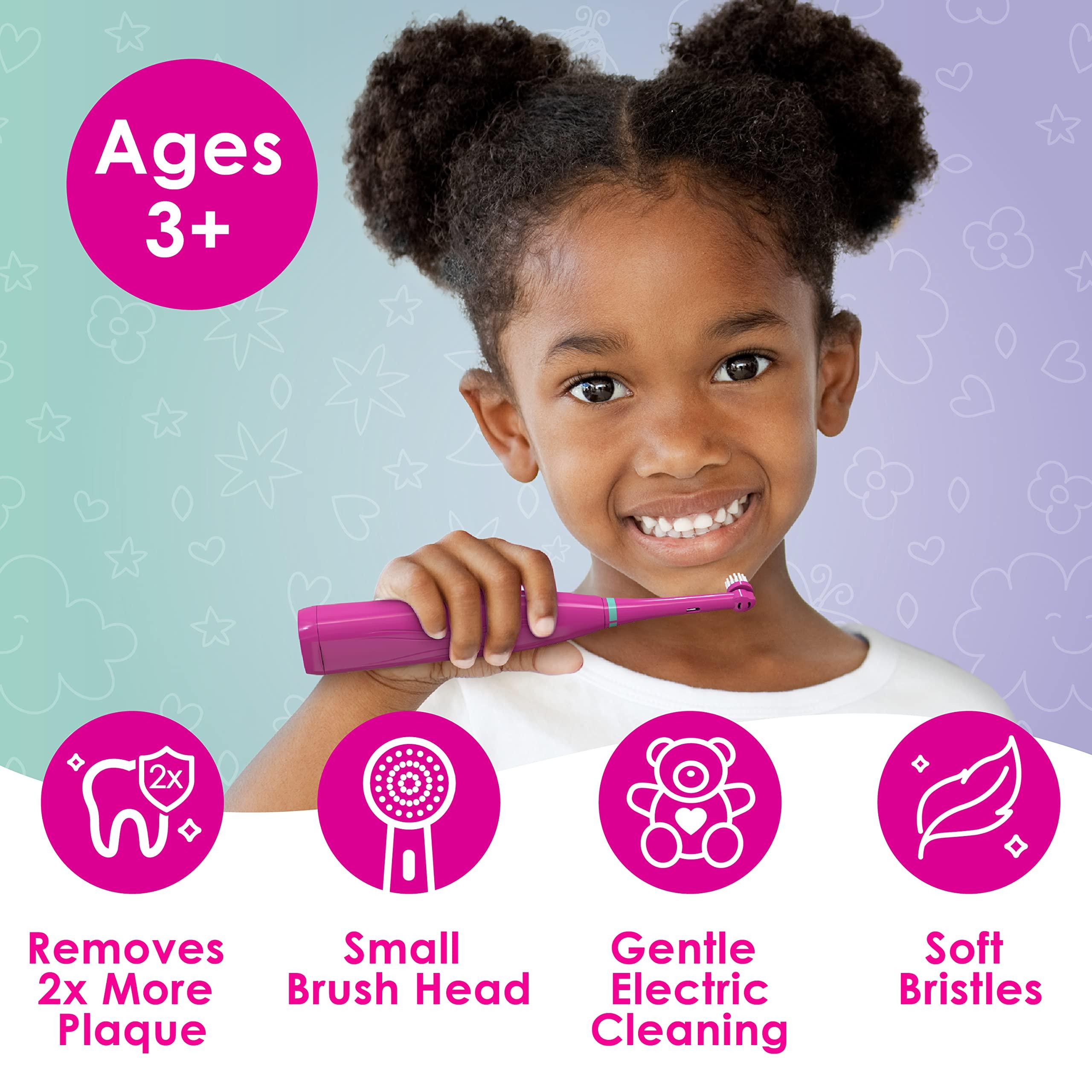 Brusheez Brusheez® Kids’ Electric Toothbrush Set - Safe & Effective for Ages 3+ - Parent Tested & Approved with Gentle Bristles, 2 Brush Heads, Rinse Cup, 2-Minute Timer, & Storage Base (Prancy The Pony)