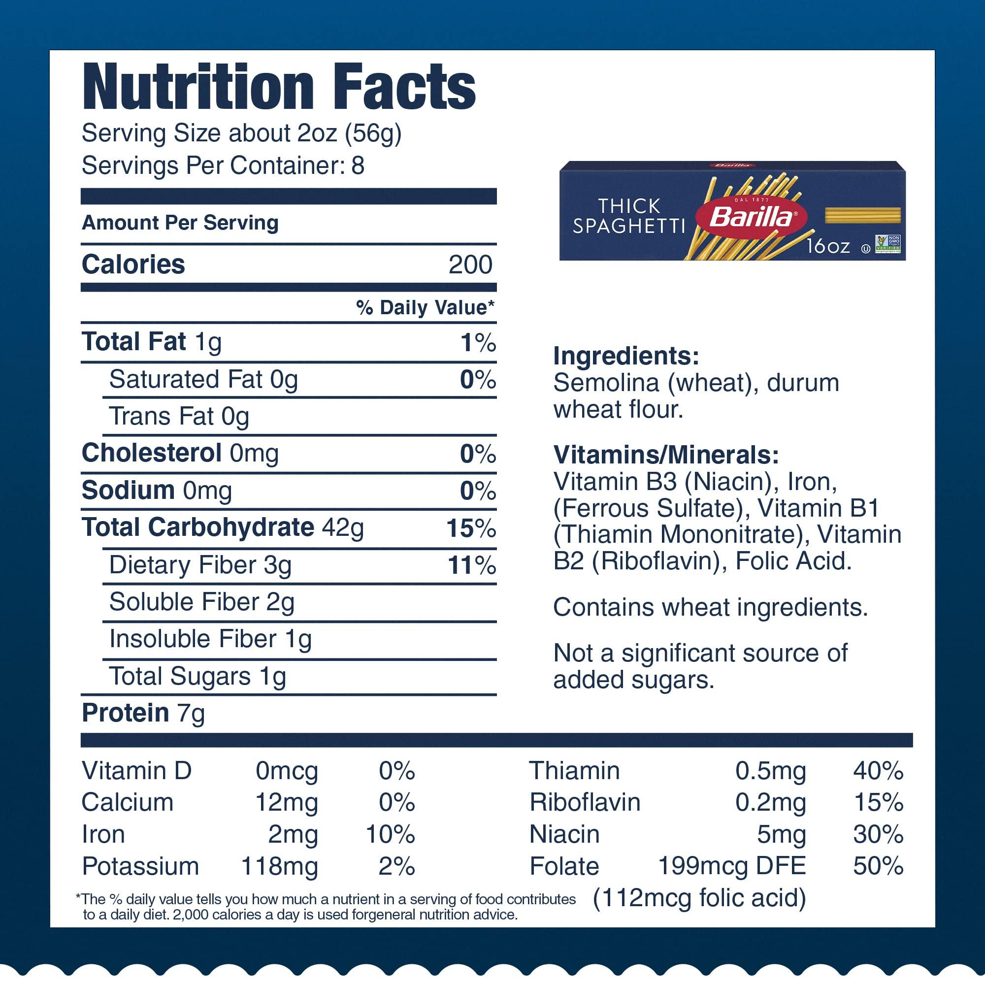 Barilla Barilla Thick Spaghetti Pasta, 16 oz. Box (Pack of 20) - Non-GMO Pasta Made with Durum Wheat Semolina - Kosher Certified Pasta