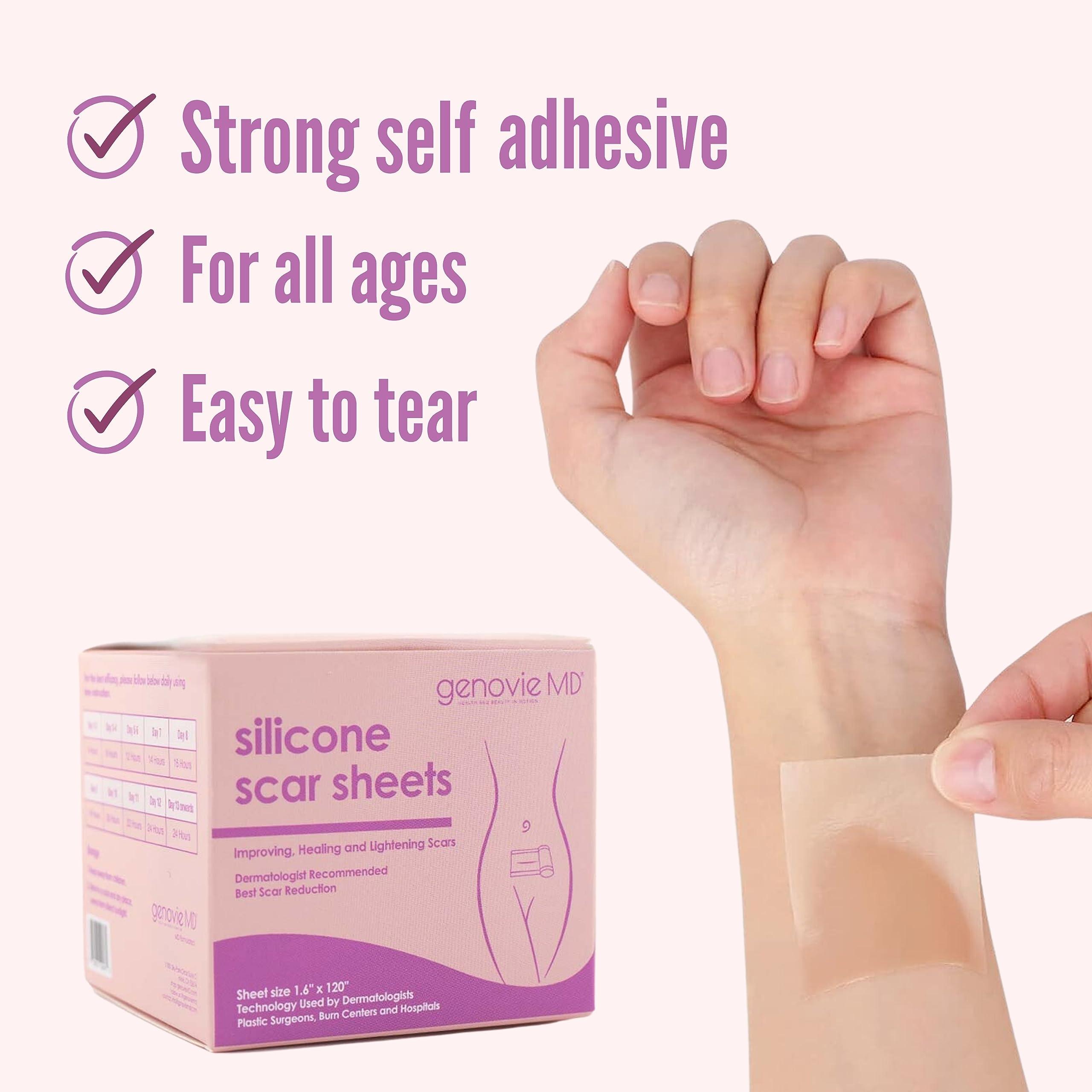 genovie MD Genovie MD Medical Grade Silicone Scar Sheets - Scar Tape Roll Treatment for C-Sections, Keloids, Acne, Post Operative Surgeries, Burns, 6 month Supply, Reusable and Removable Scar Sheets