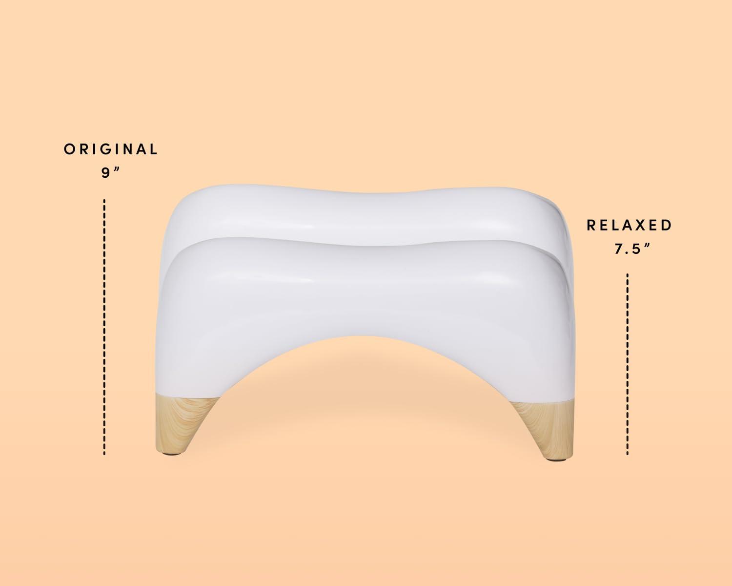 TUSHY TUSHY Ottoman: A Premium Toilet Stool for The Bathroom, Modern Sleek Design | Squatting Position Helps Improves Bowel Health & Relieves Constipation (Relaxed 7.5" White/Bamboo)
