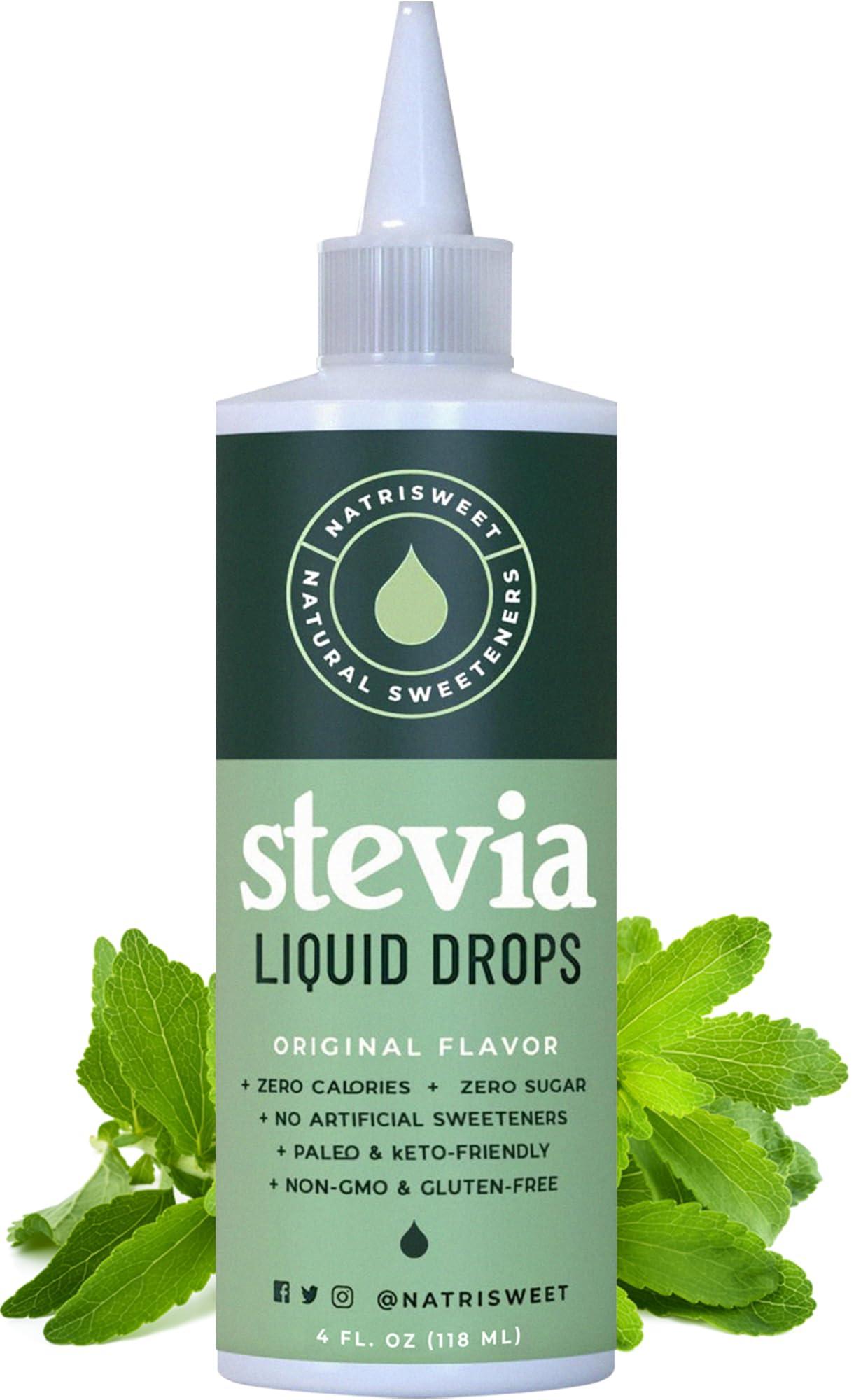 NatriSweet Natrisweet Liquid Stevia Drops 4 fl oz, Pure Stevia Liquid Sweetener from Stevia Extract Sugar Substitute, No Calorie Keto Sweetner, Mix Liquid Stevia