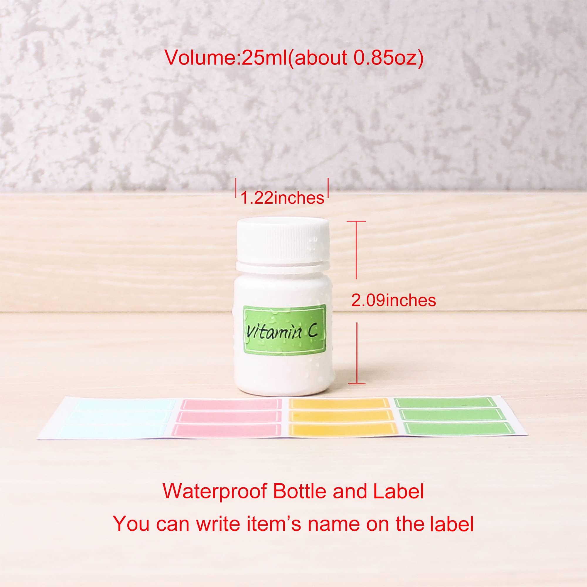 ePizdiz ePizdiz Small Plastic Empty Pill Bottle with Caps Labels for Travel Medicine Bottle Organizer Vitamin Container,10pcs(25ml)