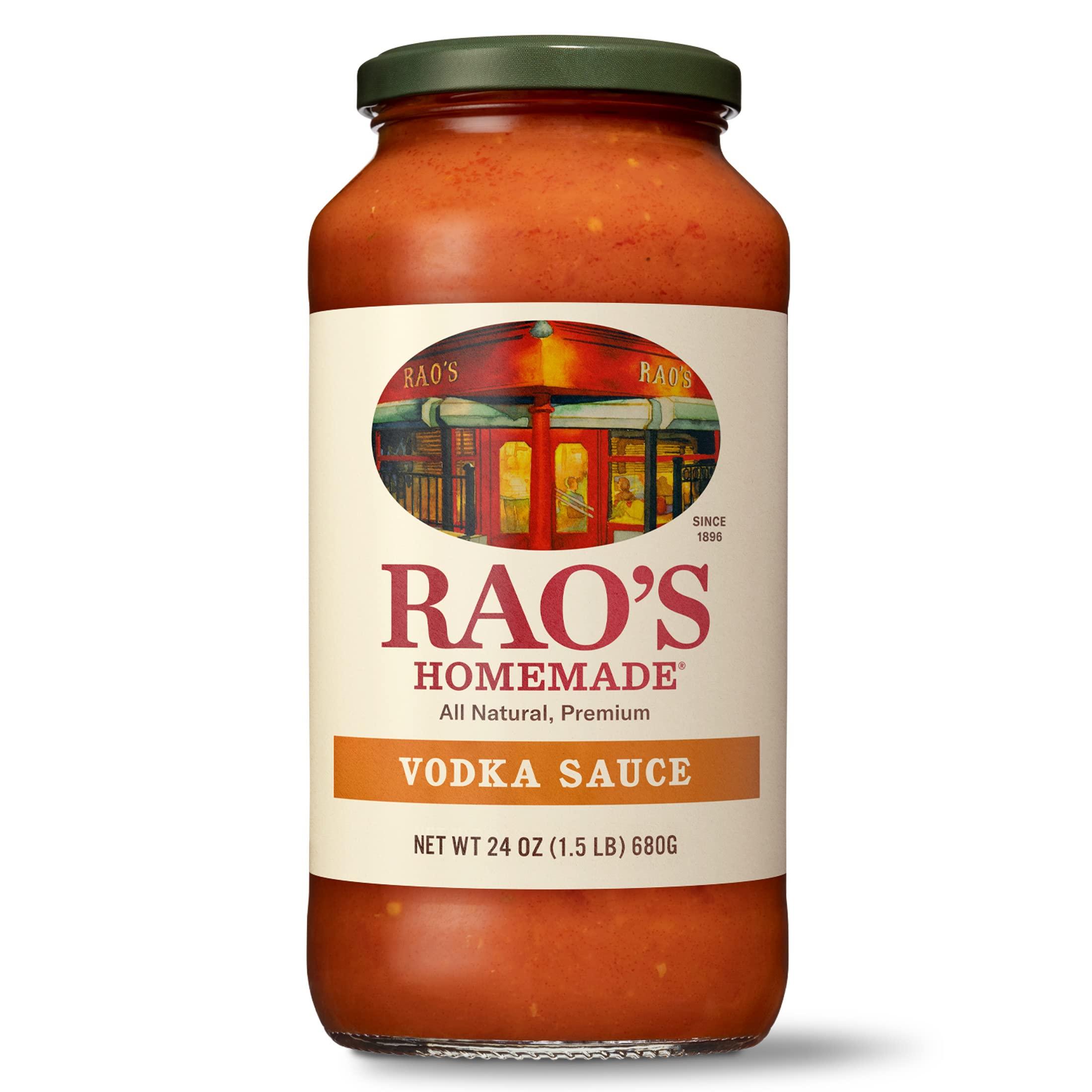 Rao's Homemade Rao's Homemade Vodka Sauce | 24 oz | Creamy Tomato Sauce | Pasta Sauce | Carb Conscious, Keto Friendly | All Natural, Premium Quality | With Parmigiano Reggiano and Pecorino Romano Cheeses & Vodka