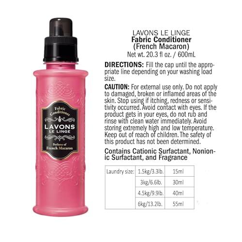 LAVONS LAVONS Fabric Conditioner, Fabric Softene rLiquid, for Laundry and Baby Clothes, Safe for Sensitive Skin, from Japan, 20.3 Fl Oz - French Macaron