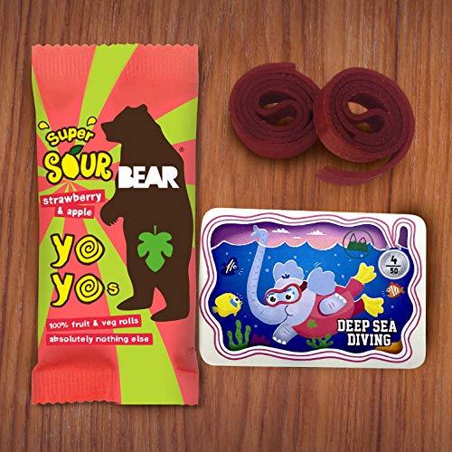 BEAR BEAR Sour - Real Fruit Yoyos - Strawberry-Apple - 0.7 Ounce (5 Count) - No added Sugar, All Natural, non GMO, Gluten Free, Vegan - Healthy on-the-go snack for kids & adults