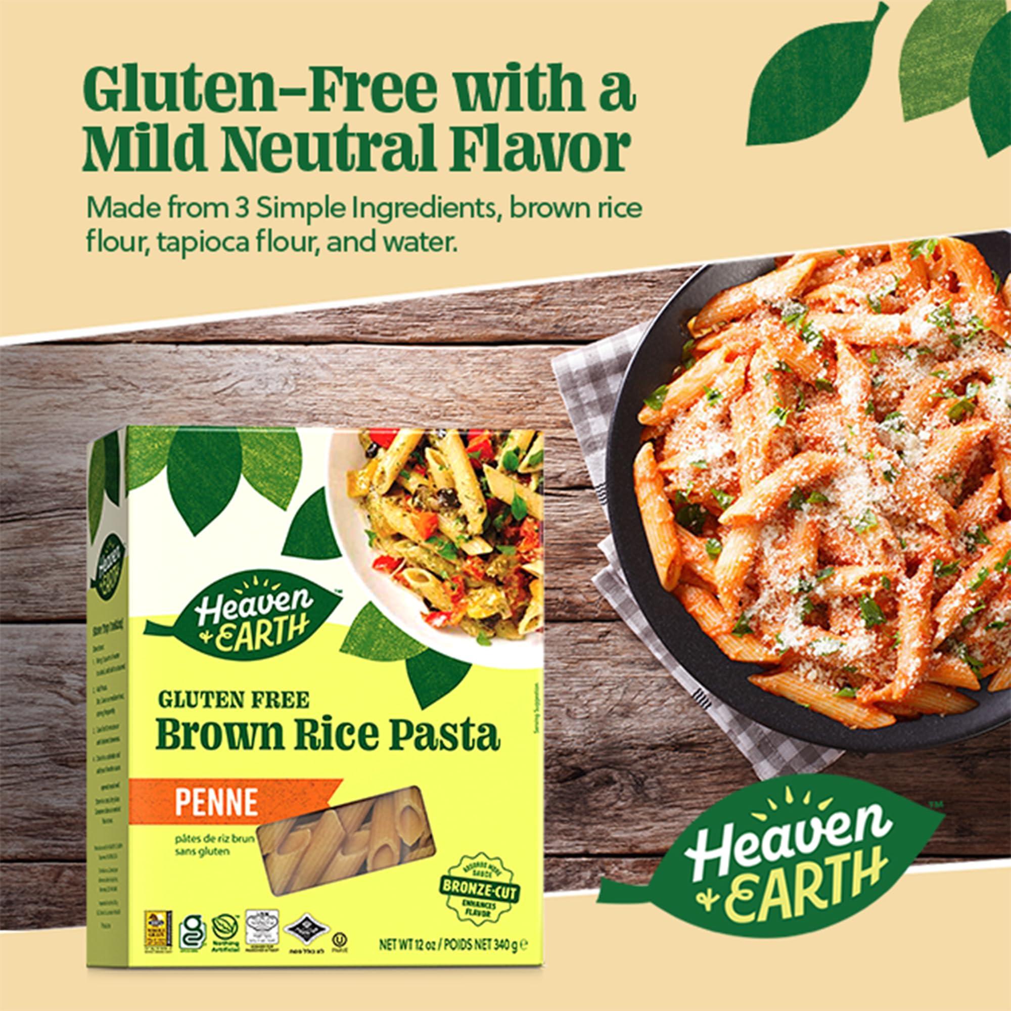 HEAVEN & EARTH Heaven & Earth Brown Rice Pasta, Gluten Free Penne, 12oz (3 Pack) | Whole Grain | Gluten Free Pasta | Amazing Texure - Tastes Like Regular Pasta